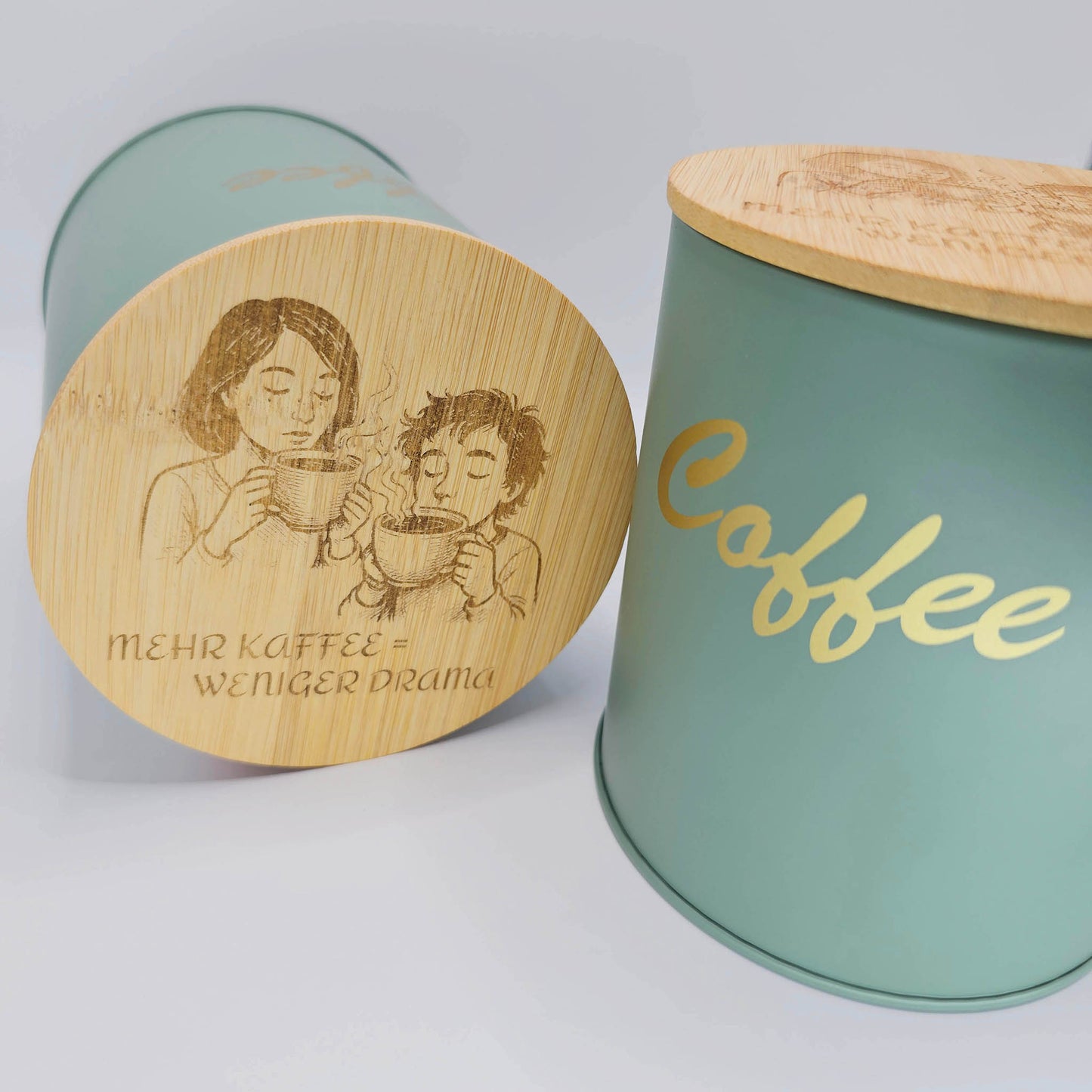 Kaffeedose aus Metall mit Bambusdeckel