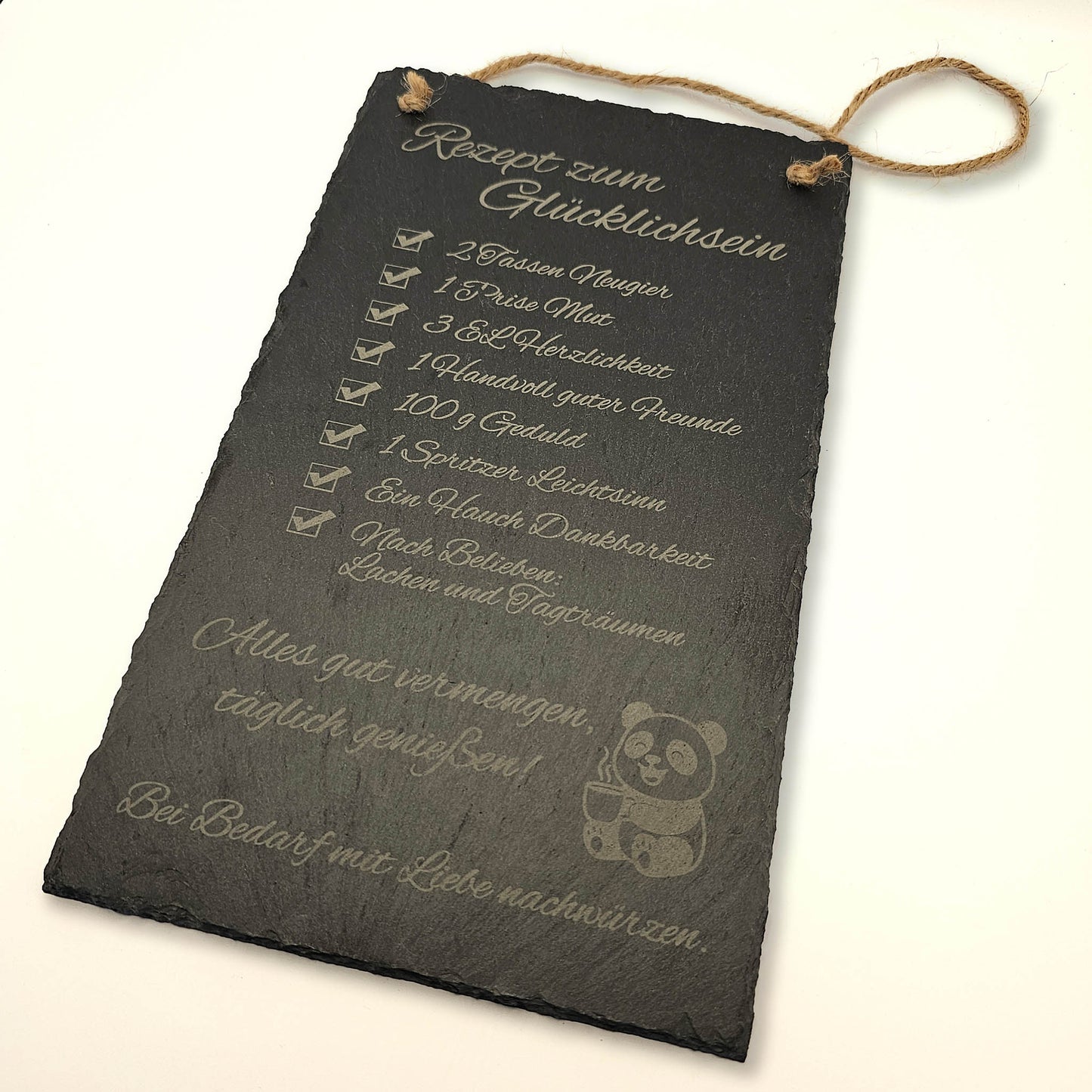 Naturschieferplatte "Rezept zum Glücklichsein"