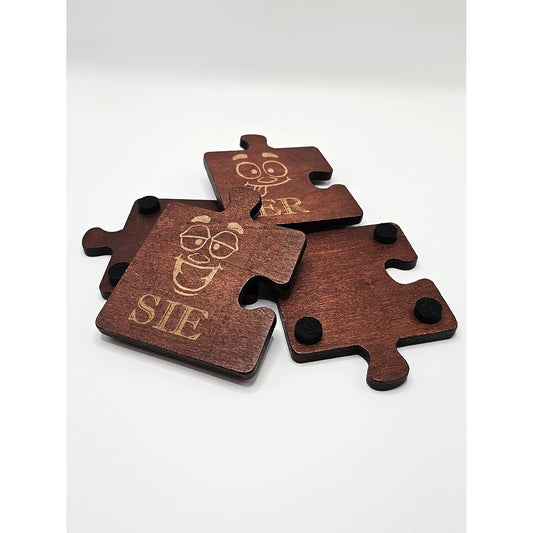 4er-Set Holzpuzzle-Untersetzer