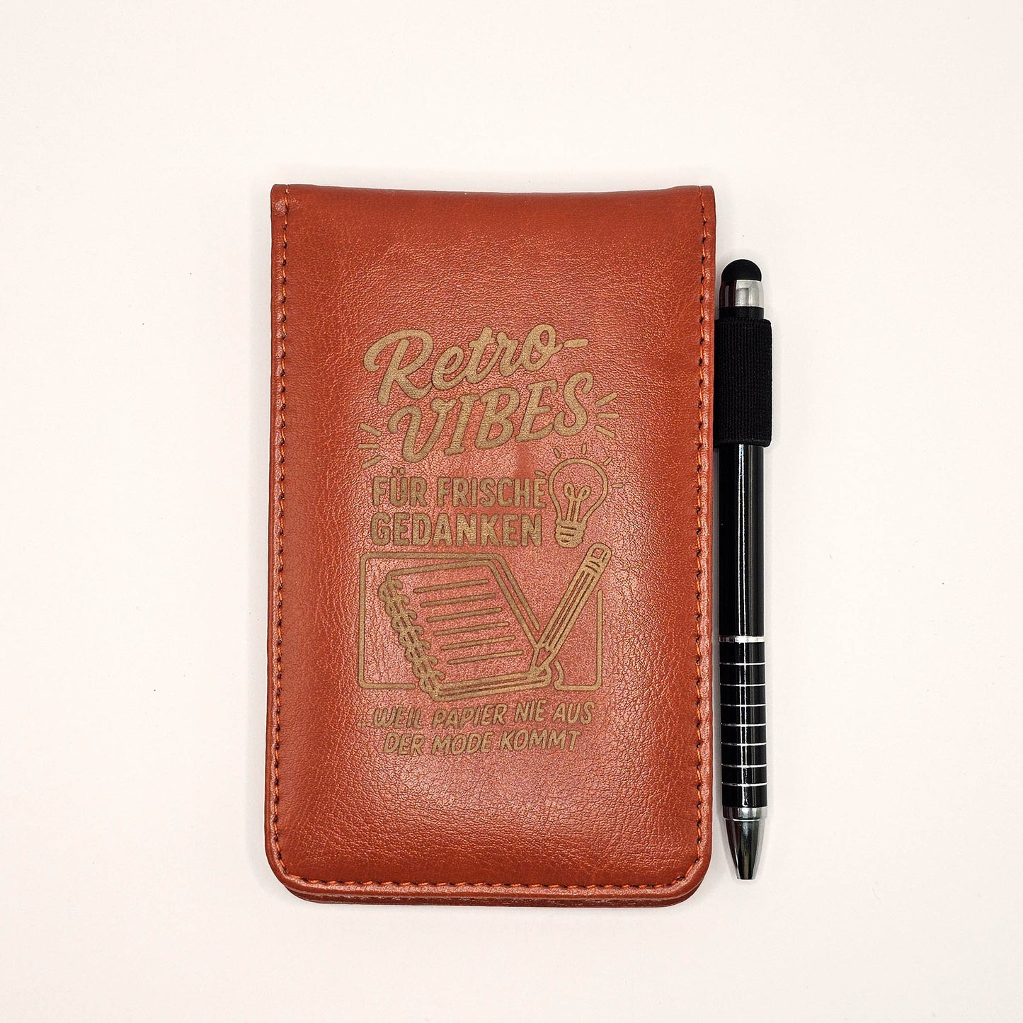 Retro-Notizblock aus Kunstleder mit Touchscreen-Stylus