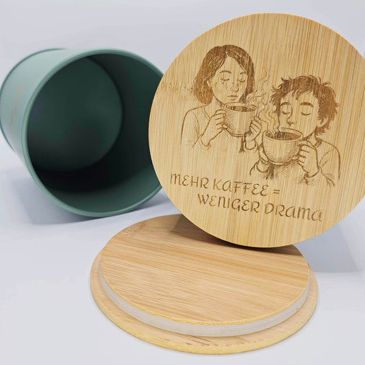 Kaffeedose aus Metall mit Bambusdeckel