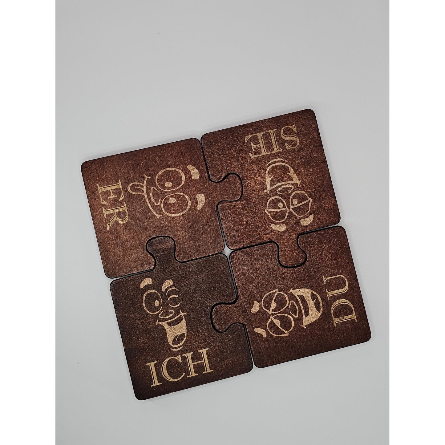 4er-Set Holzpuzzle-Untersetzer